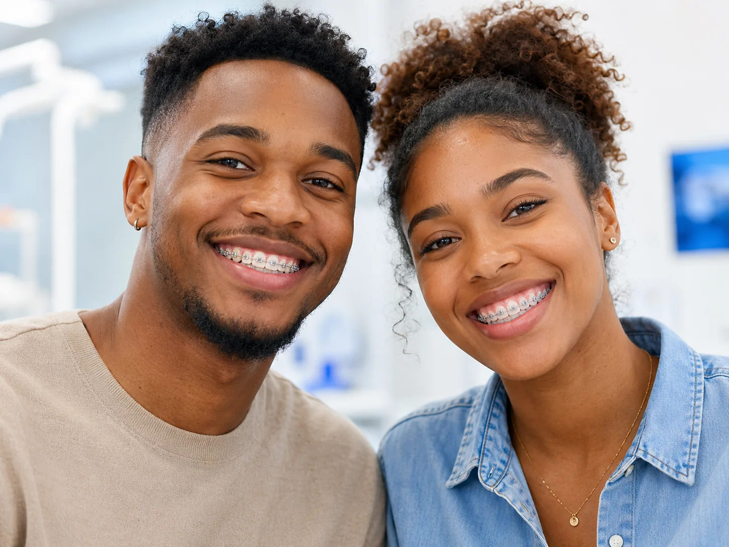 Sourires avec appareils orthodontiques